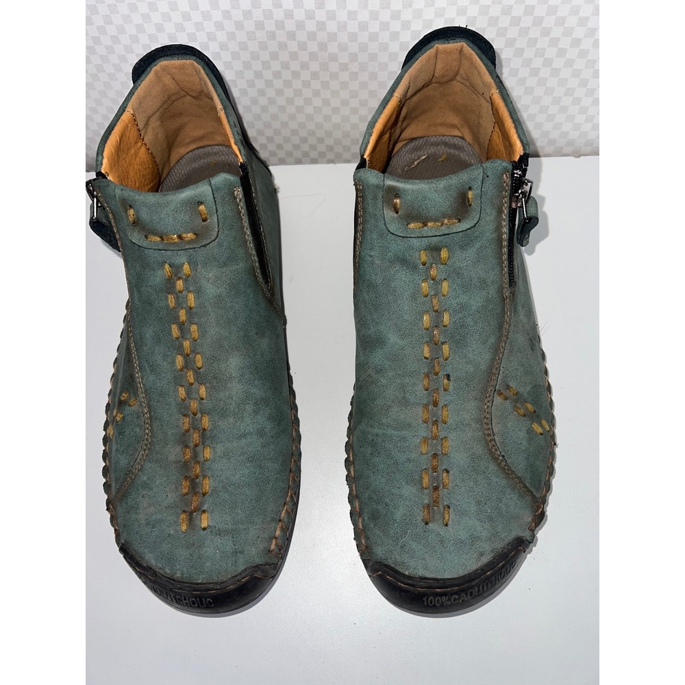 Fashion Sport Mens Blue‎ Green Suede Leather Ankle Boots Whipstitch S42 818-